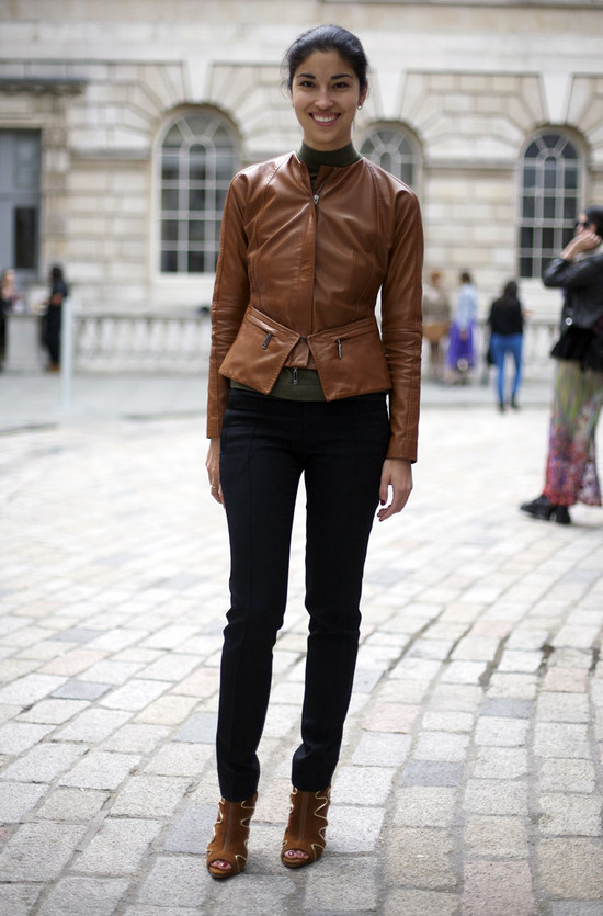 Caroline Issa in Brown Leather