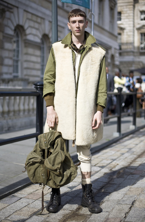 Furry Army Coat, London