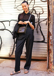 Tian Yi in Pinstripes Fashion