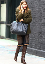 Green Coat, Tweed Skirt Fashion